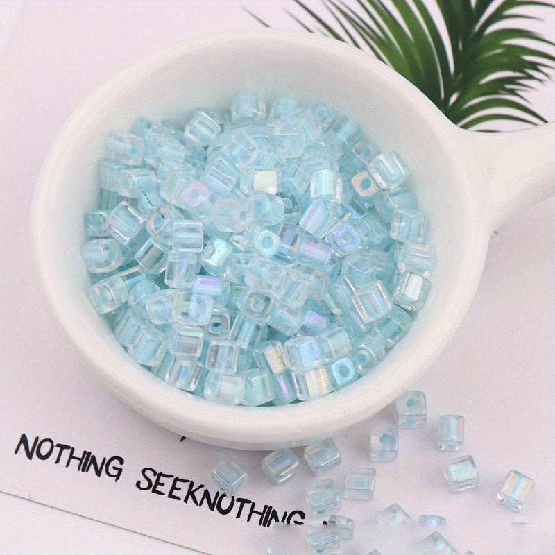 88pcs 4mm Square Fantasy Dyed Heart Glass Beads for DIY Earrings Bracelet