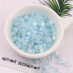 88pcs 4mm Square Fantasy Dyed Heart Glass Beads for DIY Earrings Bracelet