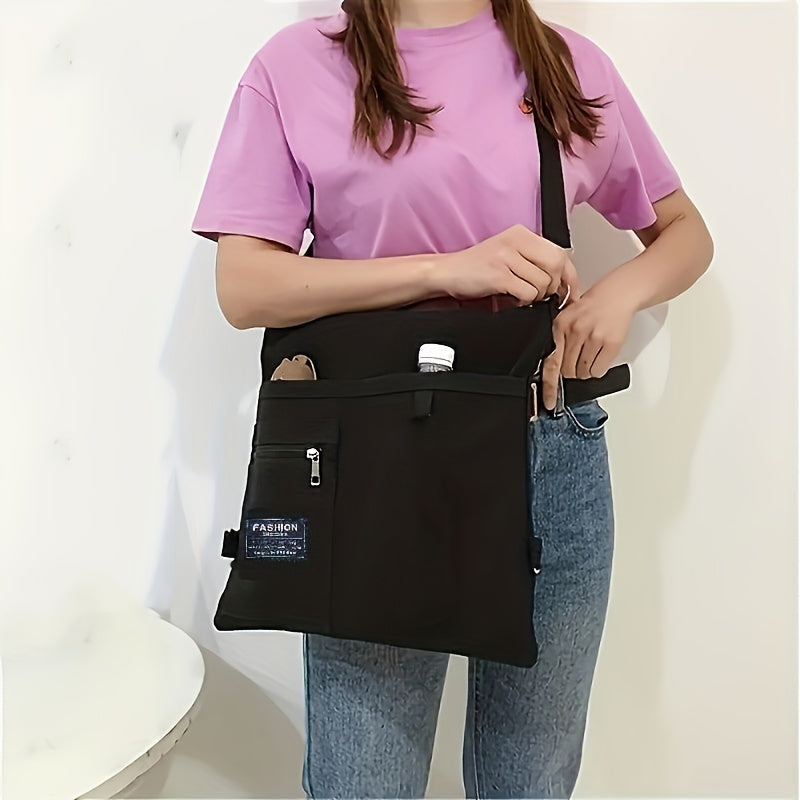 Letter Patch Decor Canvas Handbag Shoulder Bag Women's Functional Backpack