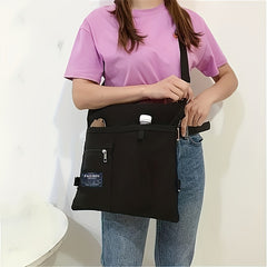 Letter Patch Decor Canvas Handbag Shoulder Bag Women's Functional Backpack