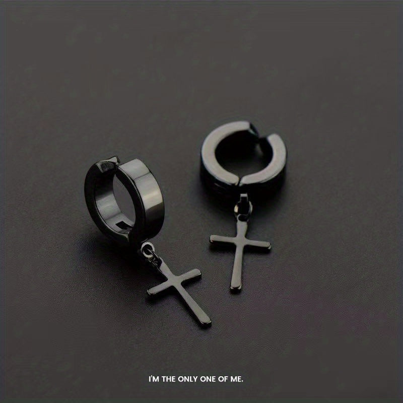 Gothic Hip hop Punk Cross Pendants Earrings for Men Women