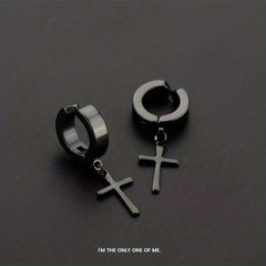 Gothic Hip hop Punk Cross Pendants Earrings for Men Women