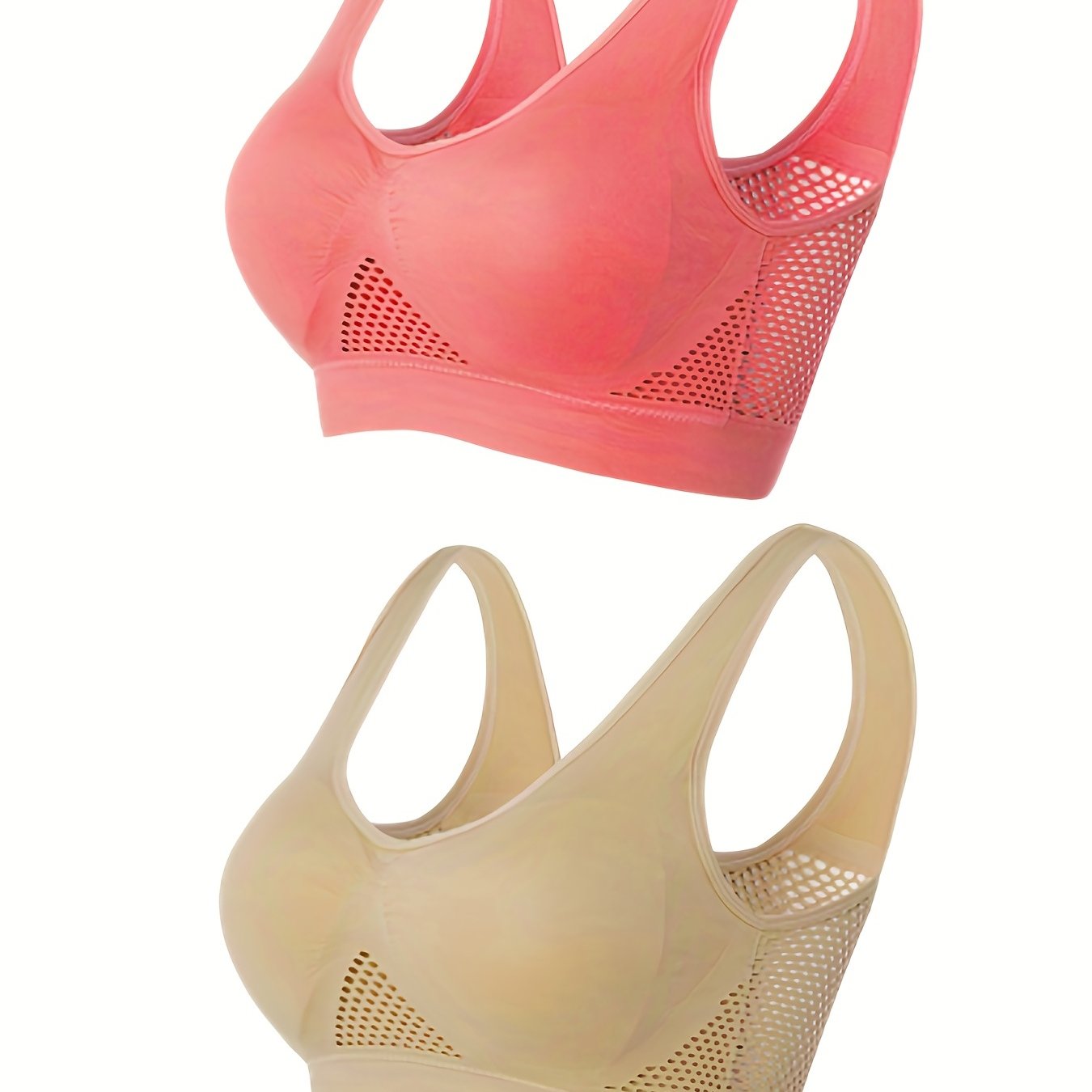 2pcs Wireless Sports Bras Cut Out Running Workout Bra