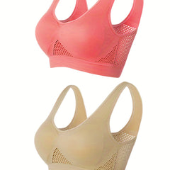2pcs Wireless Sports Bras Cut Out Running Workout Bra