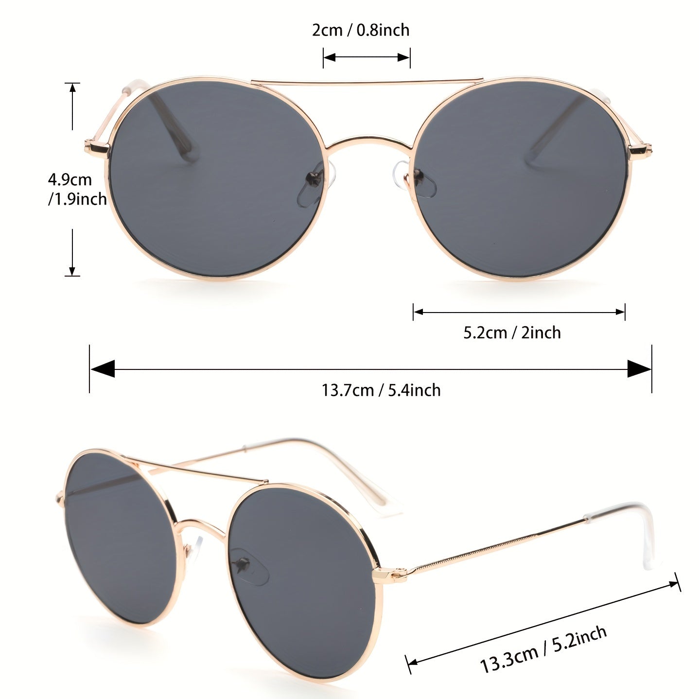 Retro Round Metal Sunglasses UV400 for Driving Beach Travel