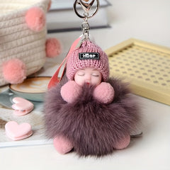 Plush Doll Hairball Pendant Bag Charm Keychain