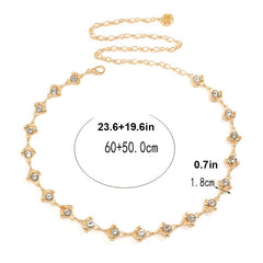 Women's Metal Chain Belt with Rhinestone Head Piece