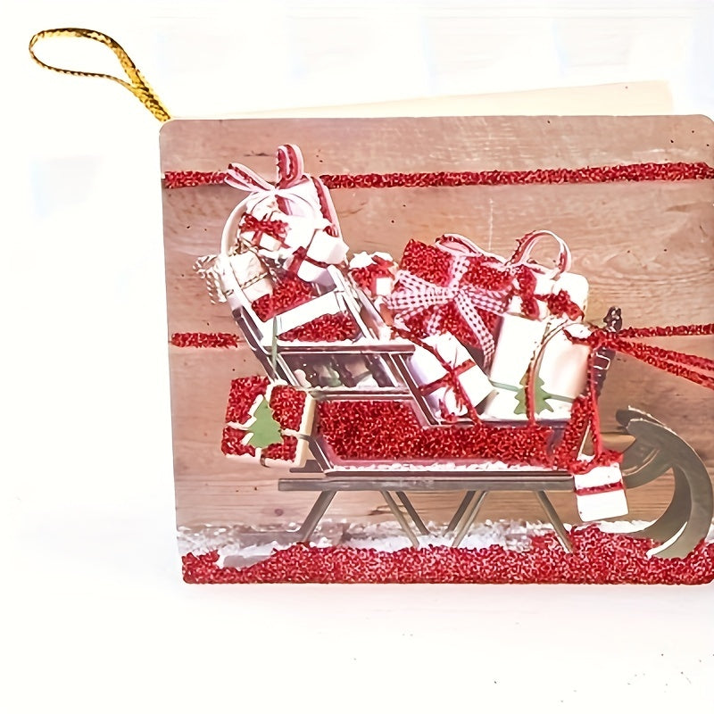 16pcs Christmas Cartoon Lanyard Greeting Cards with Rope