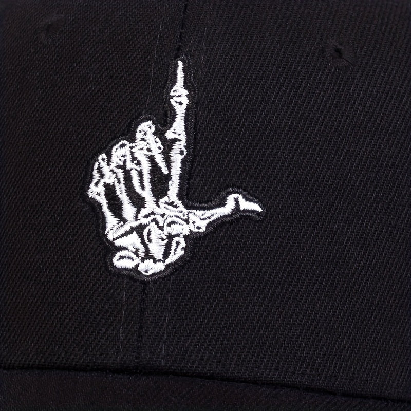 Skeleton Gesture Embroidery Baseball Cap Adjustable Sunscreen Dad Hat