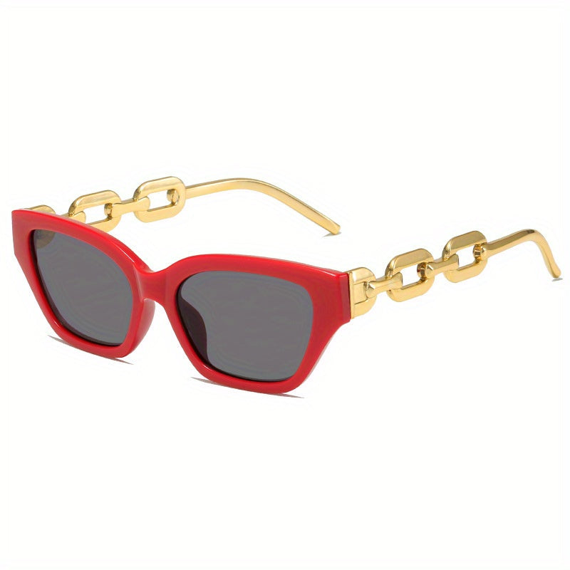 Cat Eye Sunglasses Mirror Lens Chain Charm UV400
