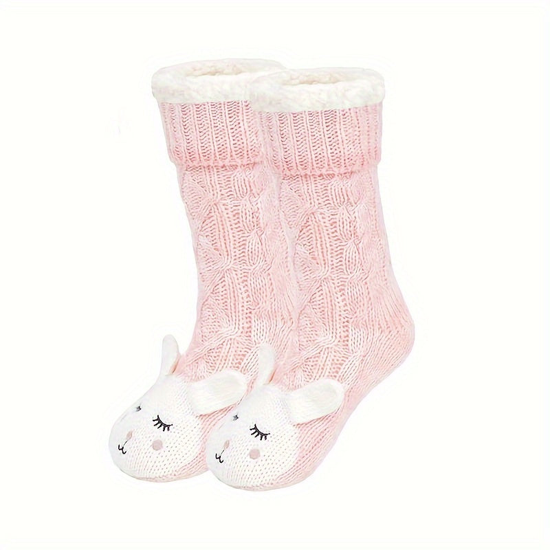 3D Animal Pattern Socks & Plush Lined Knitted Stockings