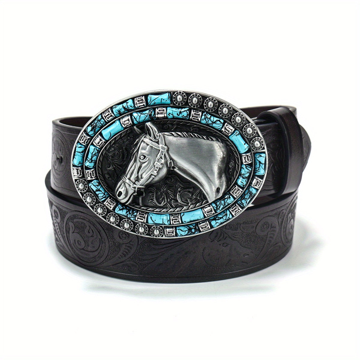 Vintage Punk Horse Head Engraved Belt Cowboy Jeans Waist Strap