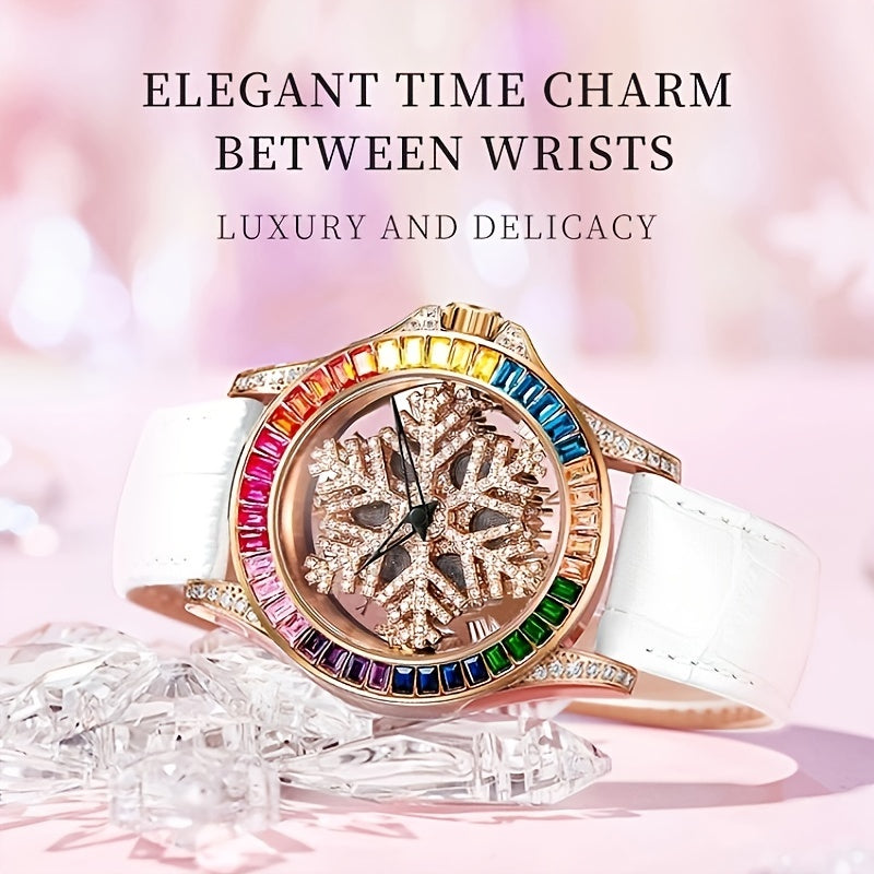 Alloy Rotating Snowflake Quartz Watch for Kids