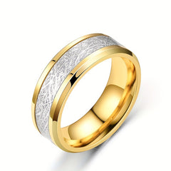 Rime Silk Pattern Titanium Steel Ring for Men