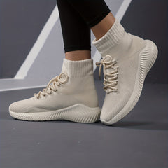 Women's High Top Lace-up Sock Sneakers