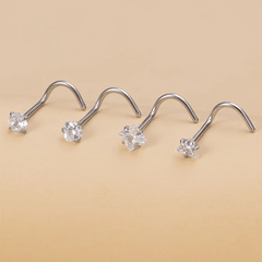 4 Pcs Zircon Stainless Steel Nose Stud Set Body Piercing Jewelry