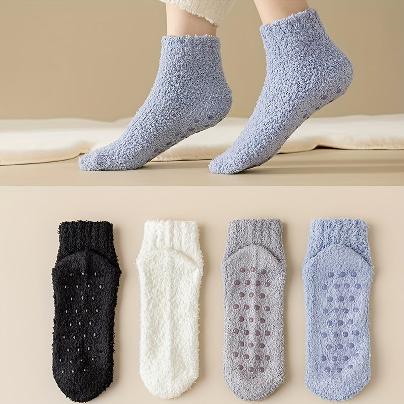 4 Pairs Fuzzy Socks Comfy Warm Home Floor Stockings
