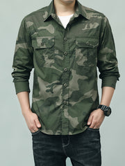 Camouflage Pattern Men's Breathable Long Sleeve Button Up Shirt