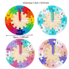 Wooden Clock Puzzle Toy for Time Learning and Cognitive Development