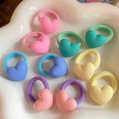 10pcs Easter Rabbit Heart Hair Ties For Thin Hair