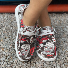 Scary Ghost Face Mummy Print Low Top Sneakers