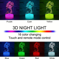 Mermaid 3D Illusion Lamp - The Little Mermaid LED Night Light - 16 Colors