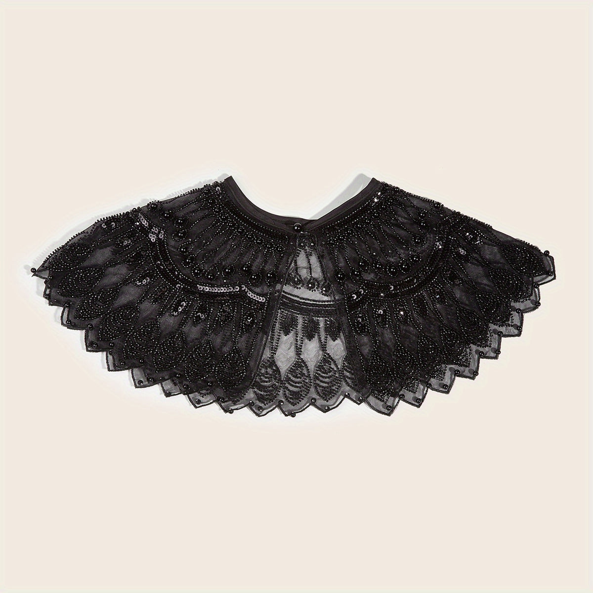 2 Layer Mesh Pearl Thin Shawl Dress Decorative Shawl For Women
