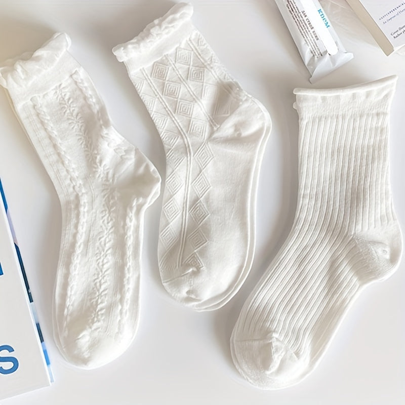 6 Pairs Solid Socks Comfy & Breathable Women's Stockings & Hosiery