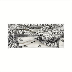 Boho Paisley Print Criss Cross Headband Wide Stretchy Hair Band