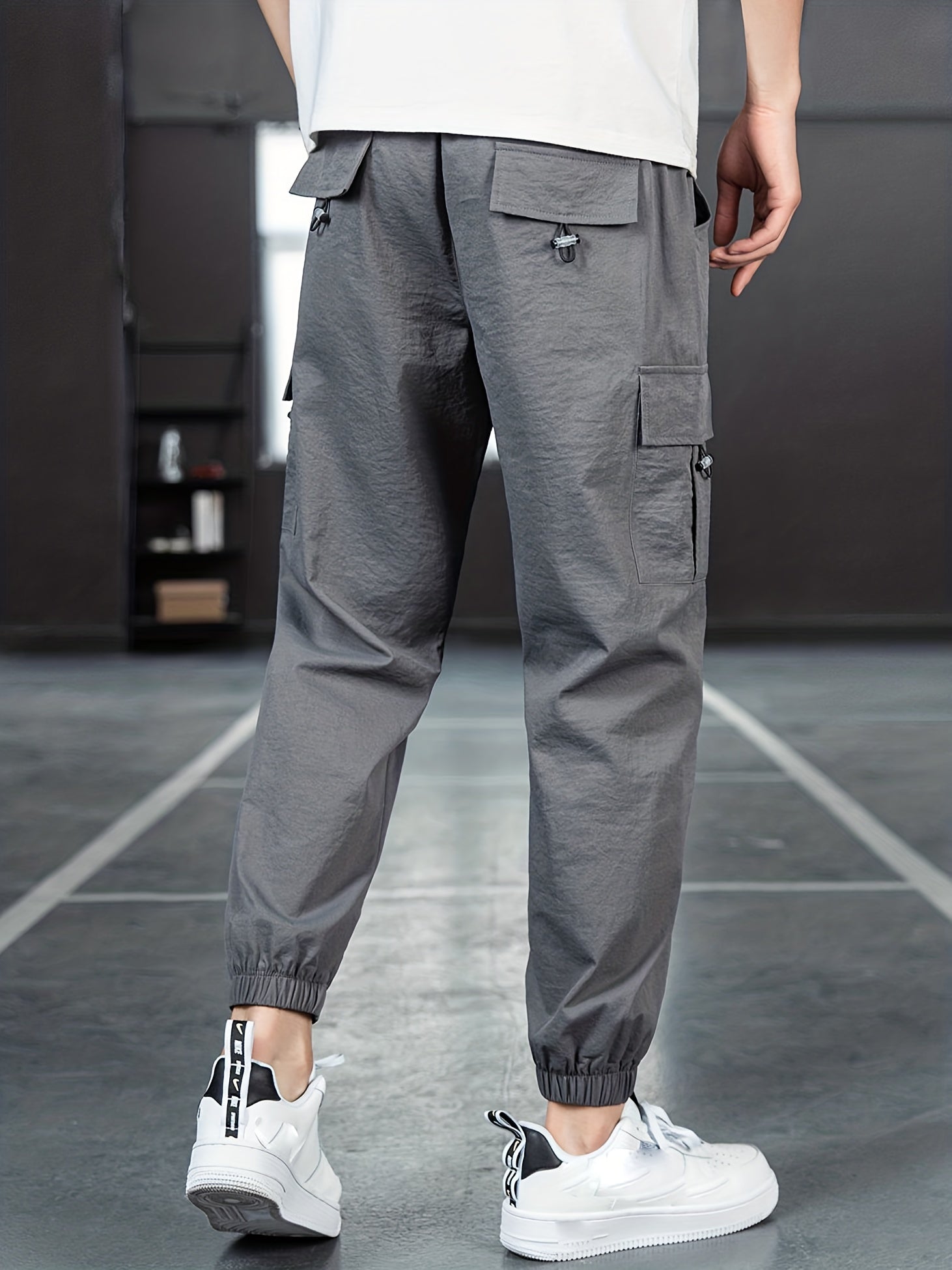 Men's Solid Drawstring Active Stretch Pants