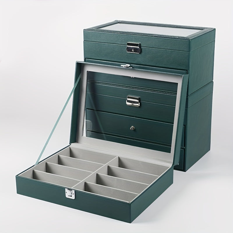 8 Grid PU Leather Sunglasses Storage Box