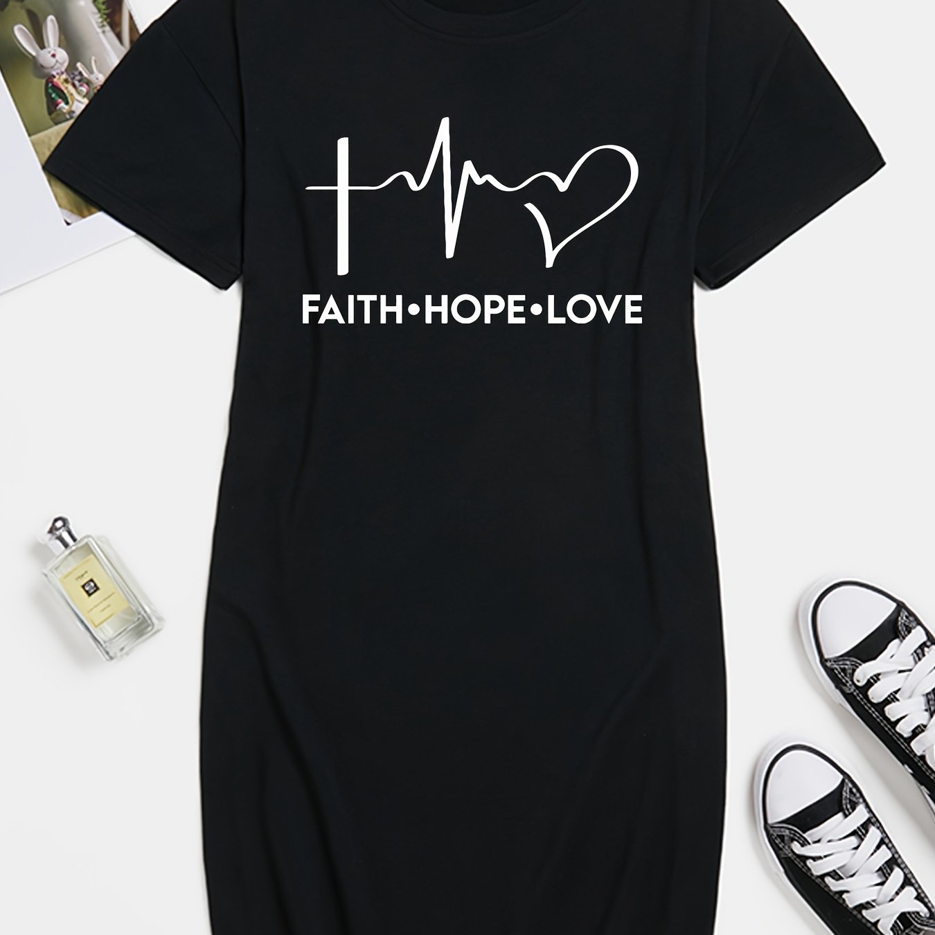  Graphic Print Short Sleeve Tee Dress