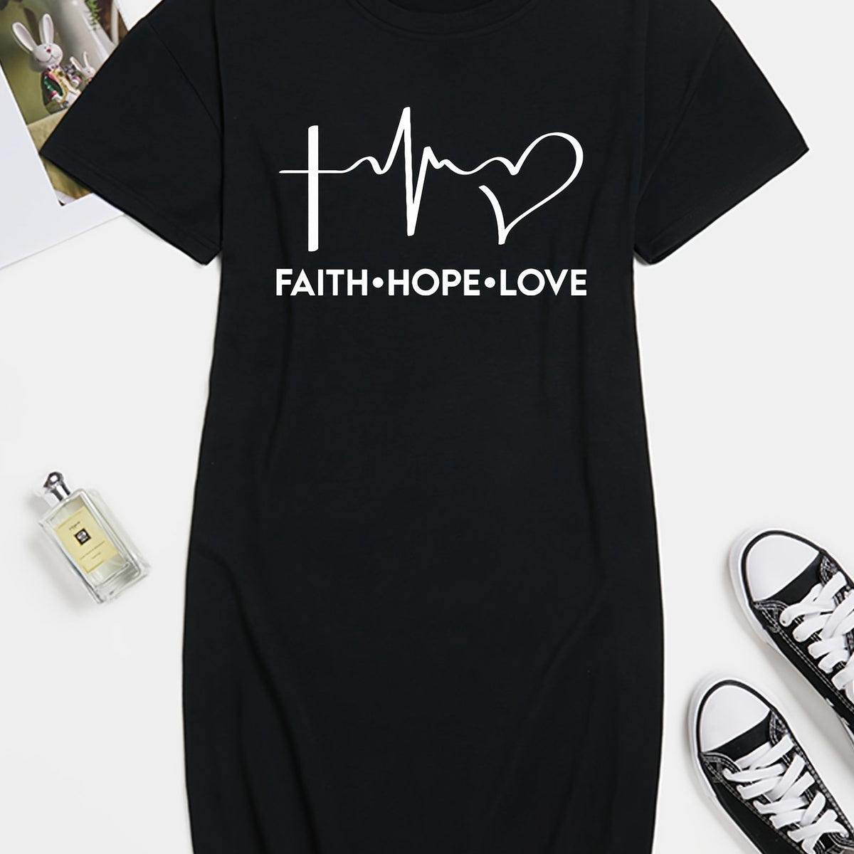  Graphic Print Short Sleeve Tee Dress