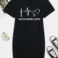  Graphic Print Short Sleeve Tee Dress