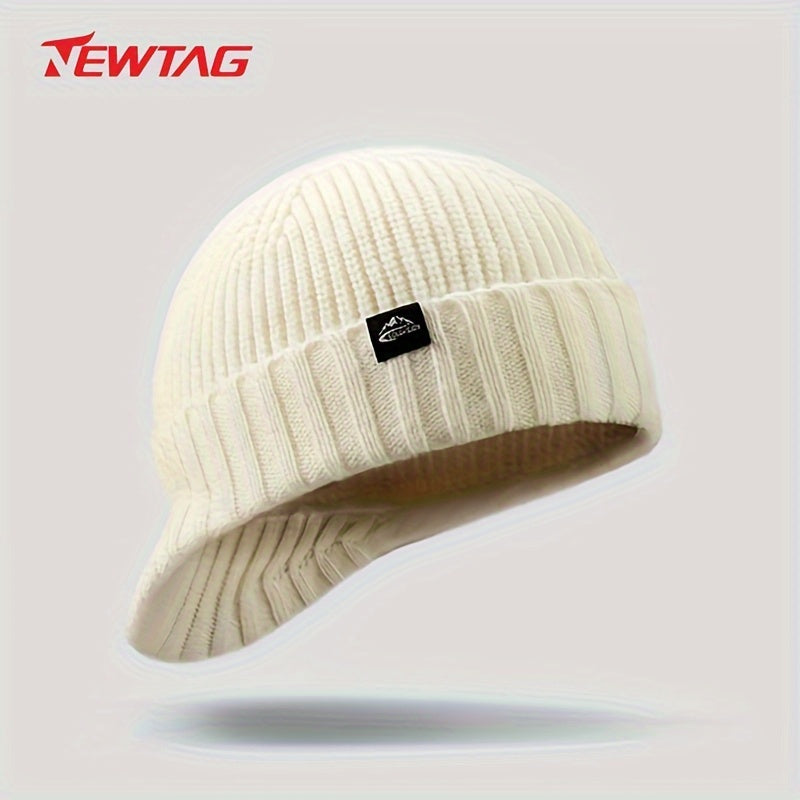 Men's Plush Knitted Beanie Hat, Windproof & Warm