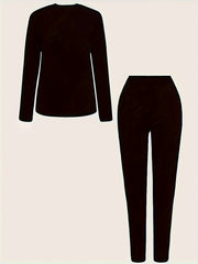  Women's Figure Print Top & Leggings Set