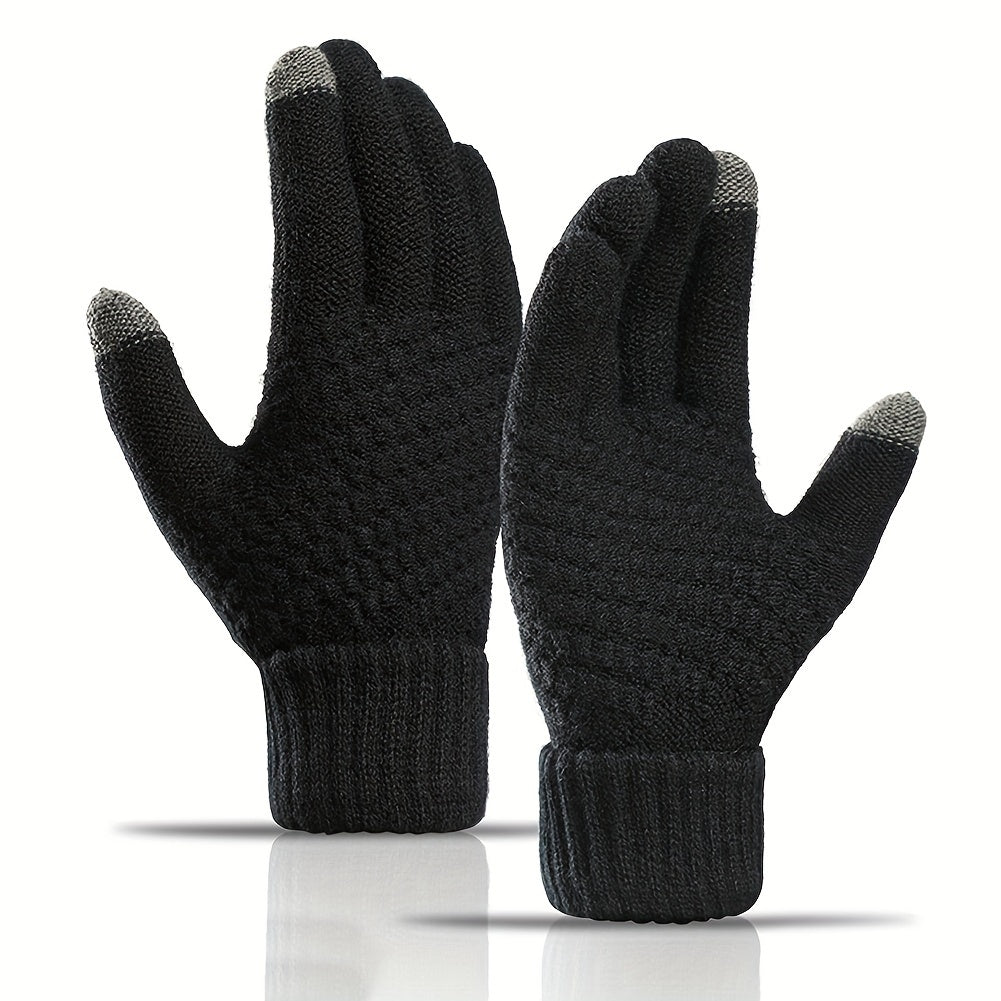 Warm Fleece Lined Knit Touch Screen Gloves for Cold Weather