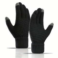 Warm Fleece Lined Knit Touch Screen Gloves for Cold Weather