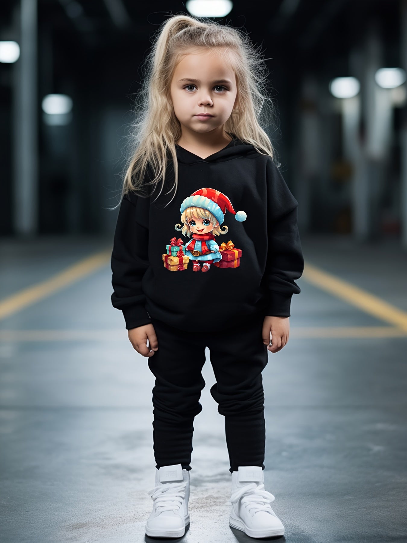OERYUI Girls Boys 2pcs Christmas Print Hoodies Pants Set