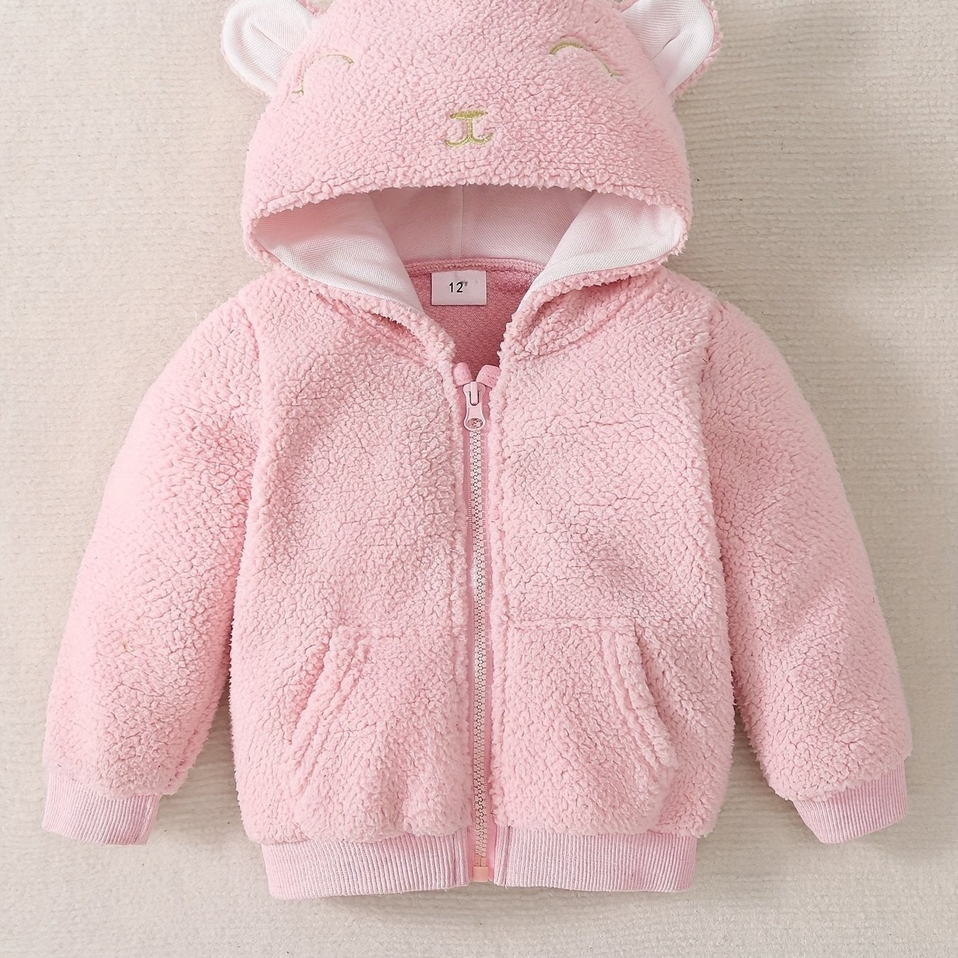 Fleece Bear Jacket For Baby Boys & Girls, Warm Hooded Coat