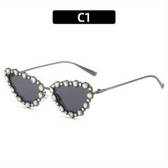 Rhinestone Decor Sunglasses Metal Frame UV400