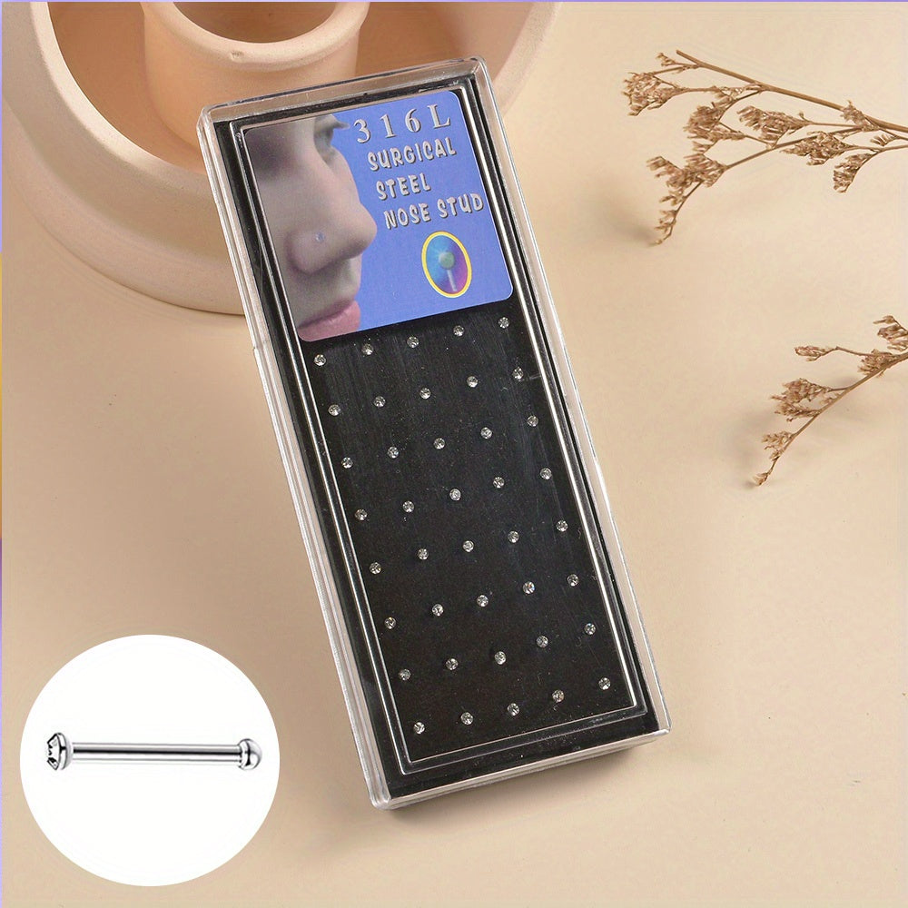 40pcs Men's Stainless Steel Nose Ring Jewelry Hypoallergenic Nose Stud Earrings