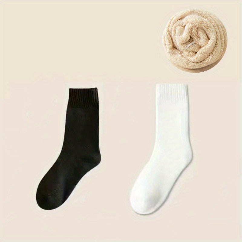 4 Pairs Women's Solid Crew Socks Warm & Comfy Stockings & Hosiery