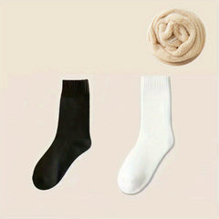 4 Pairs Women's Solid Crew Socks Warm & Comfy Stockings & Hosiery