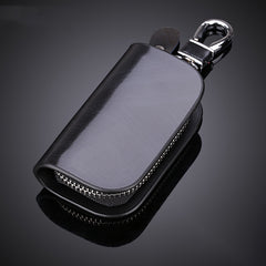 Leather Remote Car Key Case and Keychain Holder with Zipper Bag