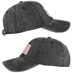 Vintage Washed Distressed Cotton Dad Hat Flag Patch Baseball Cap