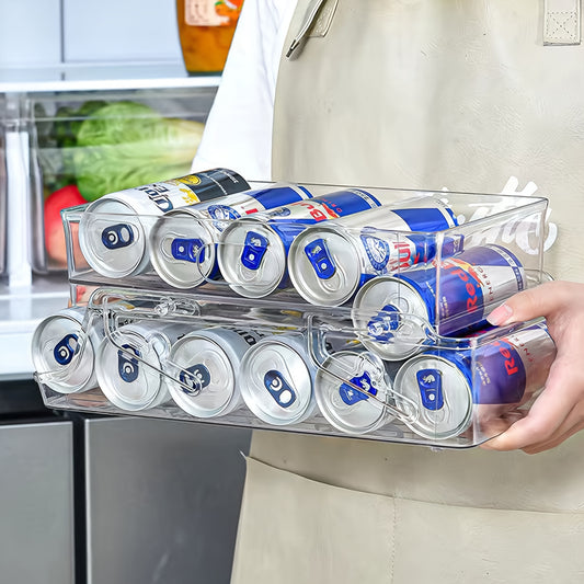 Double Layer Refrigerator Beverage Storage Box Drawer Type Organizer