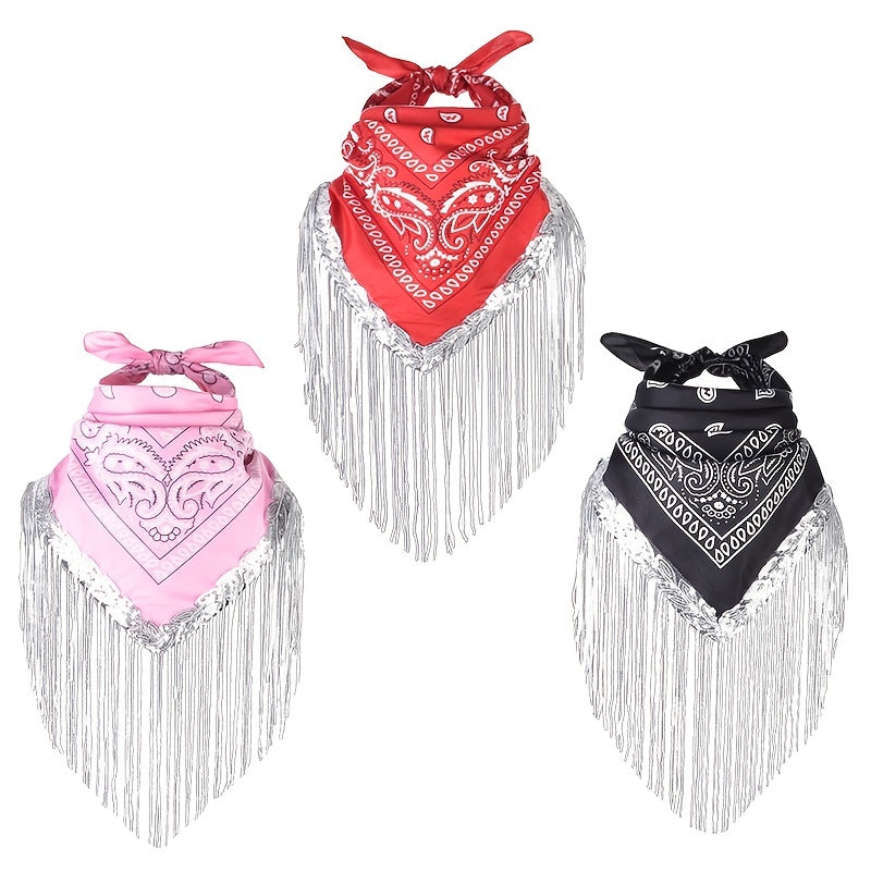 Sequins Tassel Polyester Scarf Women Bandana