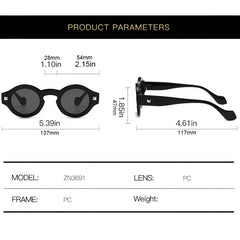 Y2K Round Sunglasses Hiphop Rivet Anti Glare Glasses UV400