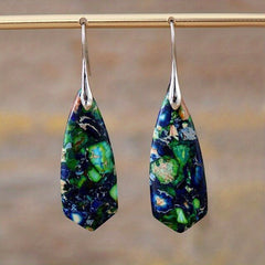 Natural Imperial Stone Dangle Earrings Bohemian Style Jewelry Gift